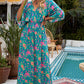 Floral Three-Quarter Sleeve V-Neck Dress