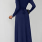 Scoop Neck Long Sleeve Lace-Up Maxi Dress