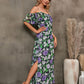 Floral Spaghetti Strap Cold-Shoulder Slit Maxi Dress