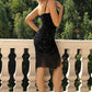 Spaghetti Strap Fringe Trim Dress