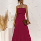 Strapless Tie Waist Tiered Maxi Dress