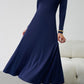 Scoop Neck Long Sleeve Lace-Up Maxi Dress