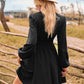 V-Neck Long Sleeve Smocked Waist Mini Dress