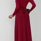Scoop Neck Long Sleeve Lace-Up Maxi Dress