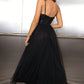 Spaghetti Strap Slit Mesh Dress