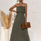 Strapless Tie Waist Tiered Maxi Dress