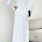 Scoop Neck Long Sleeve Lace-Up Maxi Dress