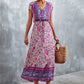 V-Neck Short Sleeve Printed Maxi Dress