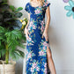 Heimish Full Size Floral Short Sleeve Slit Dress