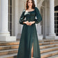 Square Neck Puff Sleeve High Slit Maxi Dress