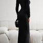 Long Sleeve Square Neck Maxi Bodycon Dress