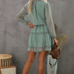 Swiss Dot Tie Neck Frill Trim Dress