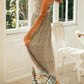 Bohemian Spaghetti Strap Frill Trim Maxi Dress