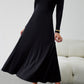 Scoop Neck Long Sleeve Lace-Up Maxi Dress