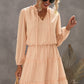 Swiss Dot Tie Neck Frill Trim Dress