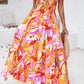 Smocked Slit Tied Printed Dress