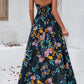 Smocked Slit Tied Printed Dress