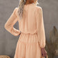 Swiss Dot Tie Neck Frill Trim Dress