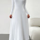Scoop Neck Long Sleeve Lace-Up Maxi Dress