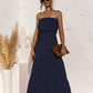 Strapless Tie Waist Tiered Maxi Dress