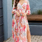 Plus Size V-Neck Printed Slit Dress