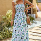 Printed Tie-Shoulder Smocked Maxi Dress