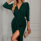 Ruched Surplice Long Sleeve Midi Dress